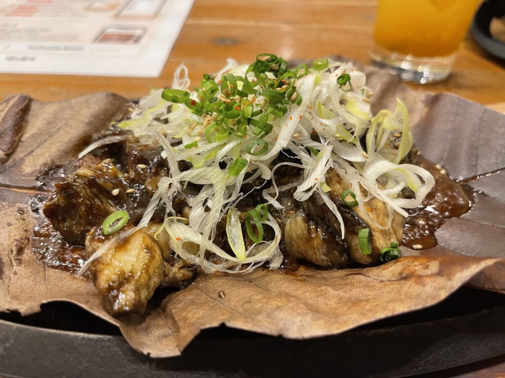 地鶏の山椒味噌炭火焼き