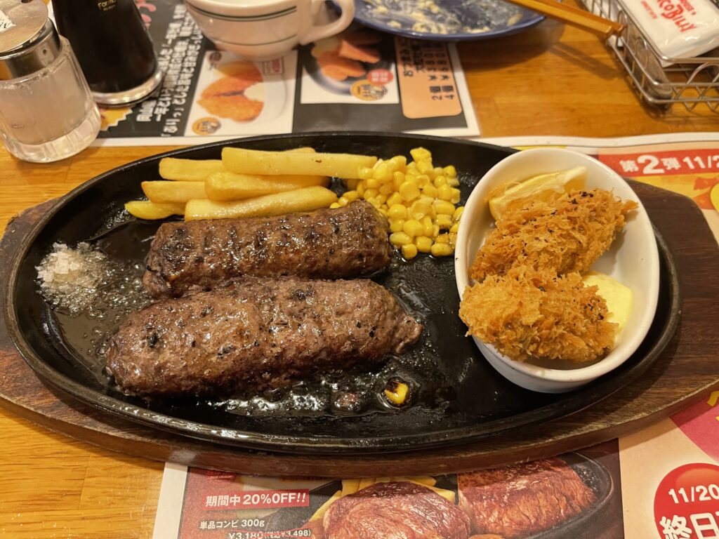 ハンバーグと牡蠣のランチ