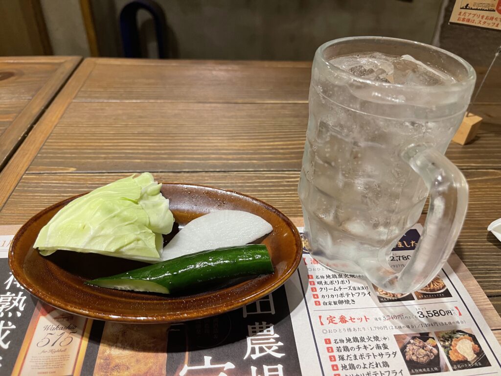 さつまハイボールと野菜