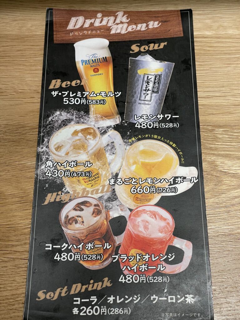 アルコールメニュー