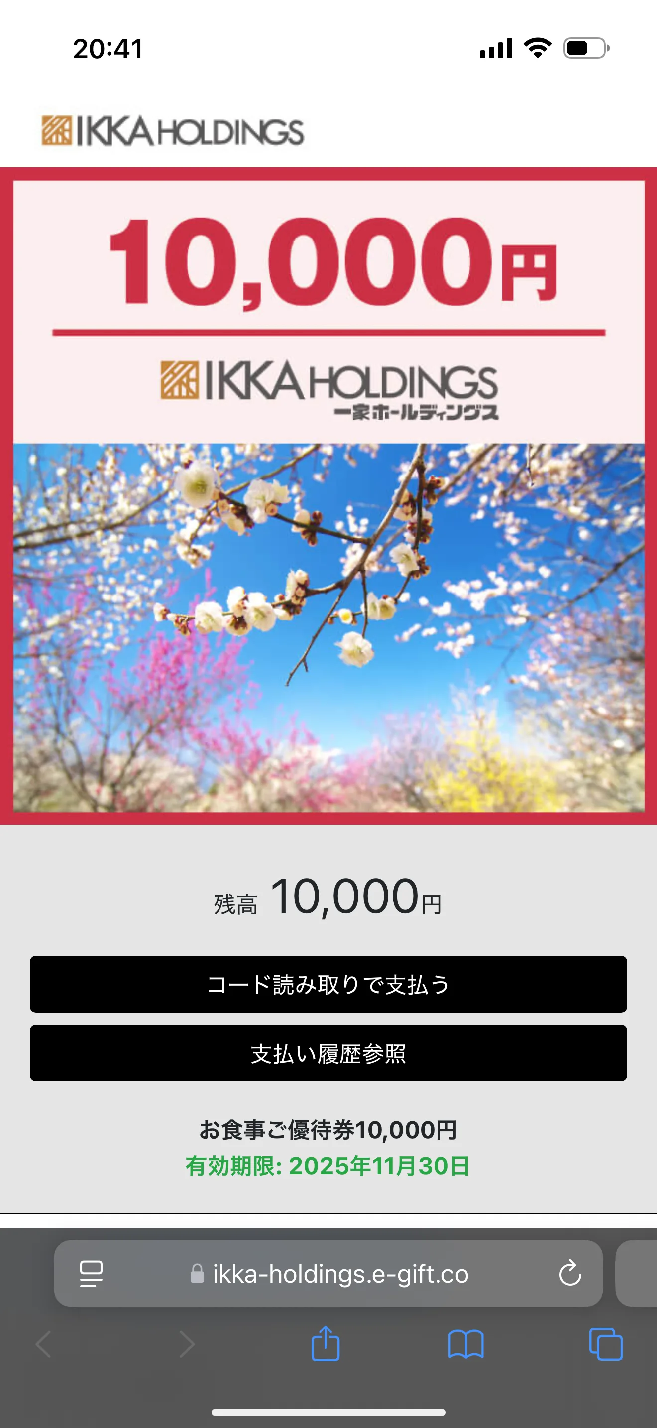 一家ホールディングス 株主優待 20000円分 一家ホールディングス