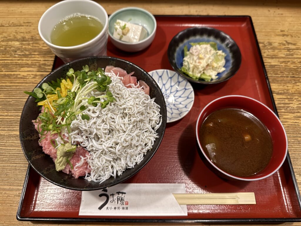 釜揚げしらすとねぎとろ丼