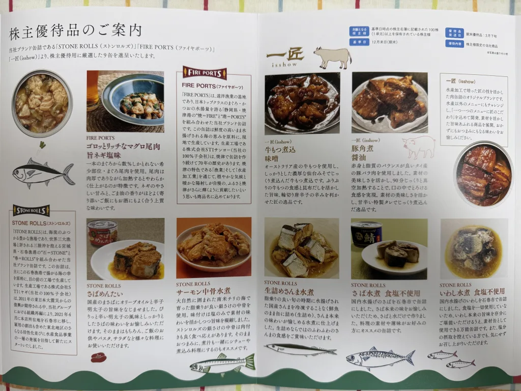 STIフードの優待品の内容