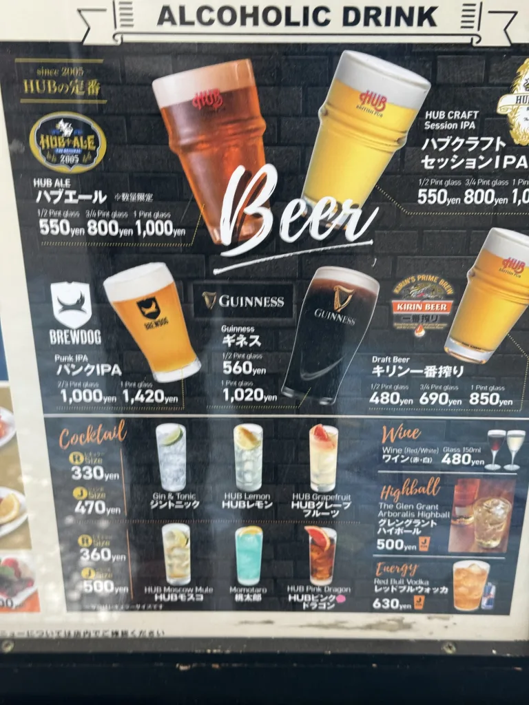 アルコールメニュー