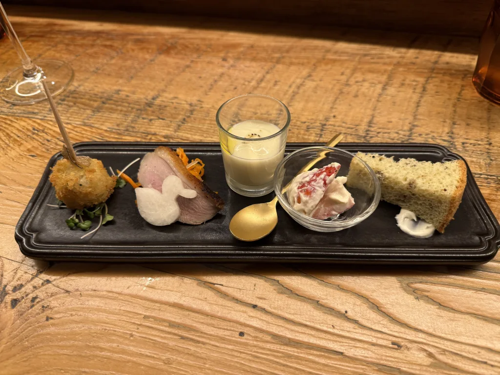 最上鴨の前菜5種盛り