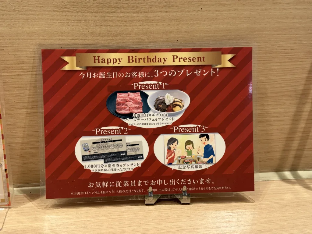 漫遊亭の誕生日の案内