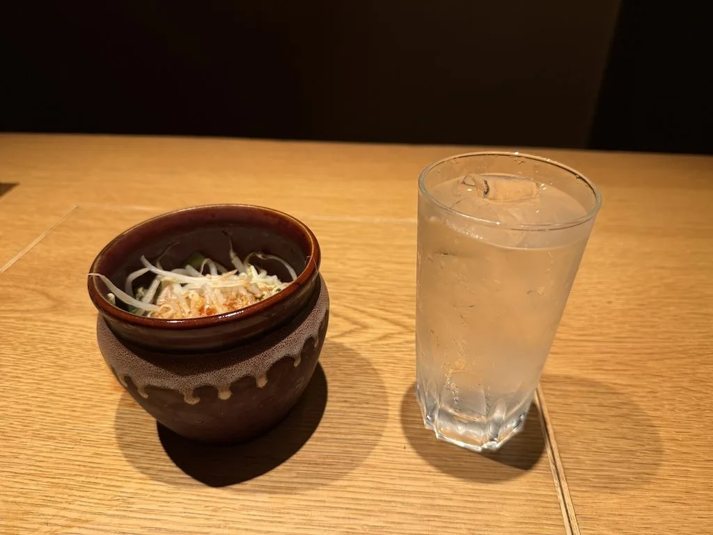 福栄組合のお通しと焼酎